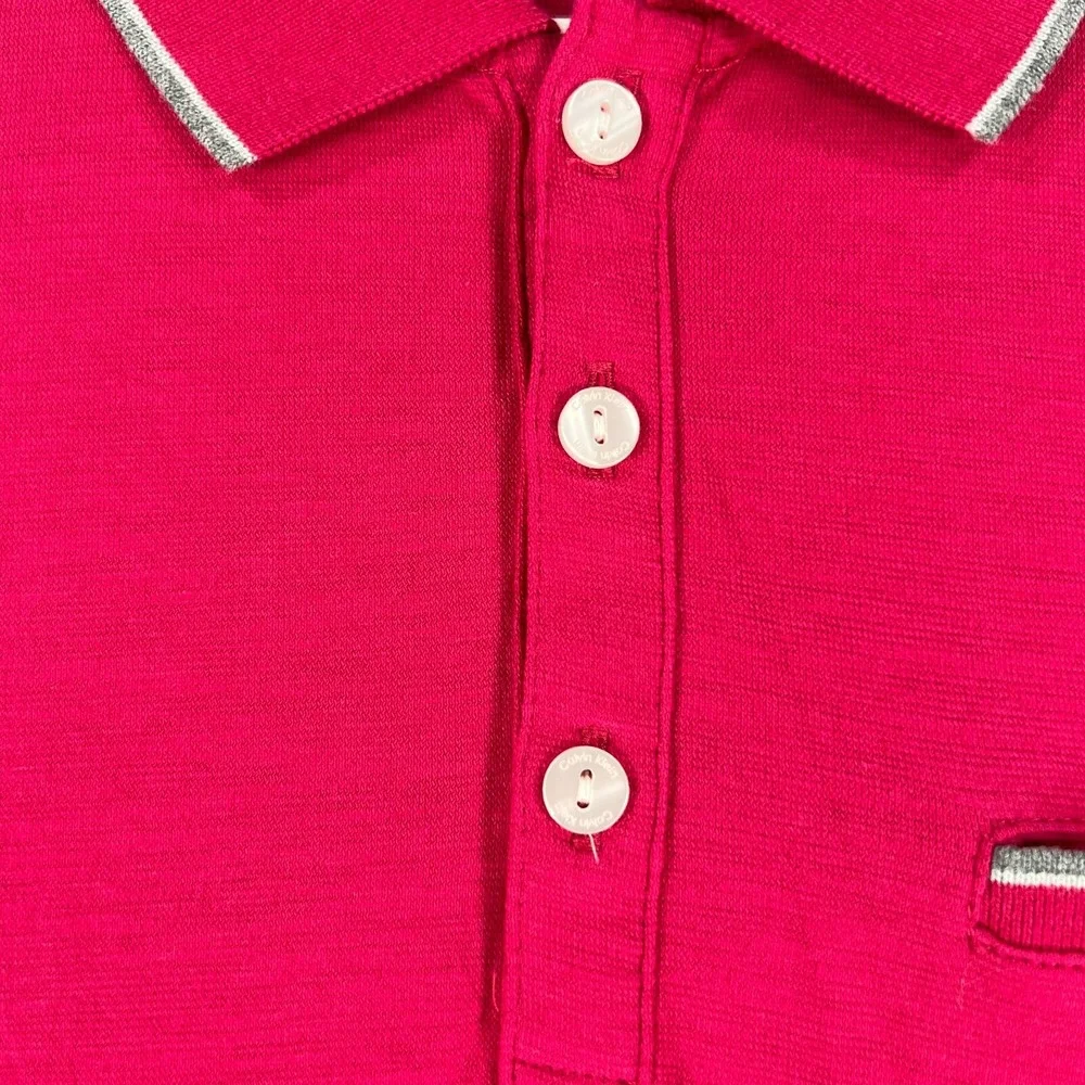 Calvin Klein‎ Mens Shirt Polo Large Pink Short Sleeve Pocket Lightweight Preppy